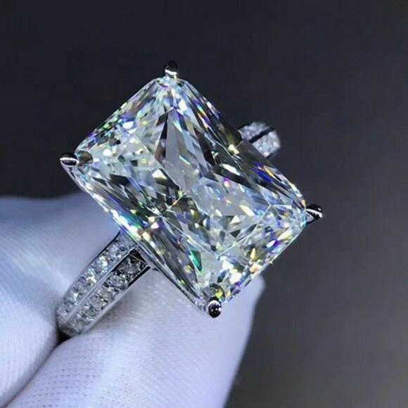 Super Big Independent Radiant Crysital Clear Gemstone Rings for Women, PD259 - Picture 1 of 5